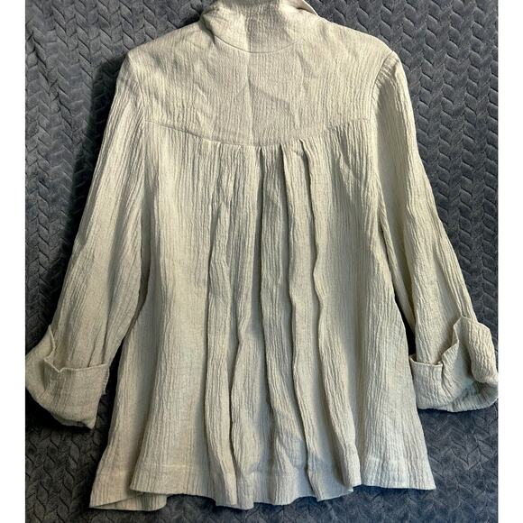 Eileen Fisher Womens Open Front Natural Linen Jacket Size S Lagenlook Boxy - Picture 2 of 4